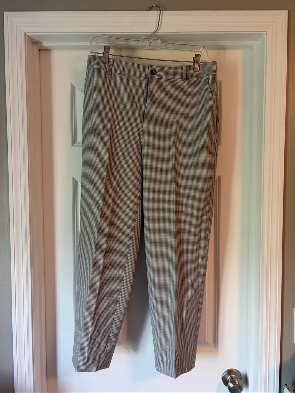 Club Monaco Men's Light Gray Micro-Check Dress Pants